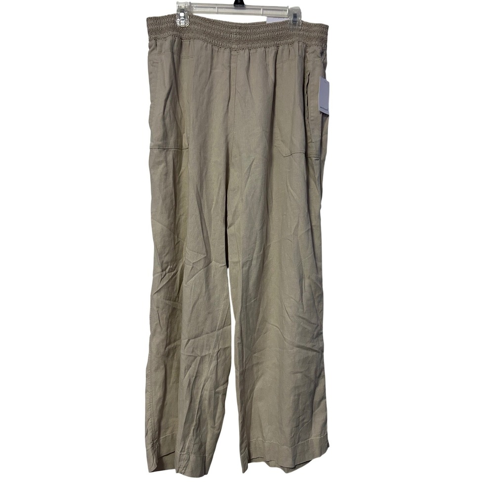 Westbound Island Pant Womens XL LinenTan‎ Mid Rise Straight Leg Beach New